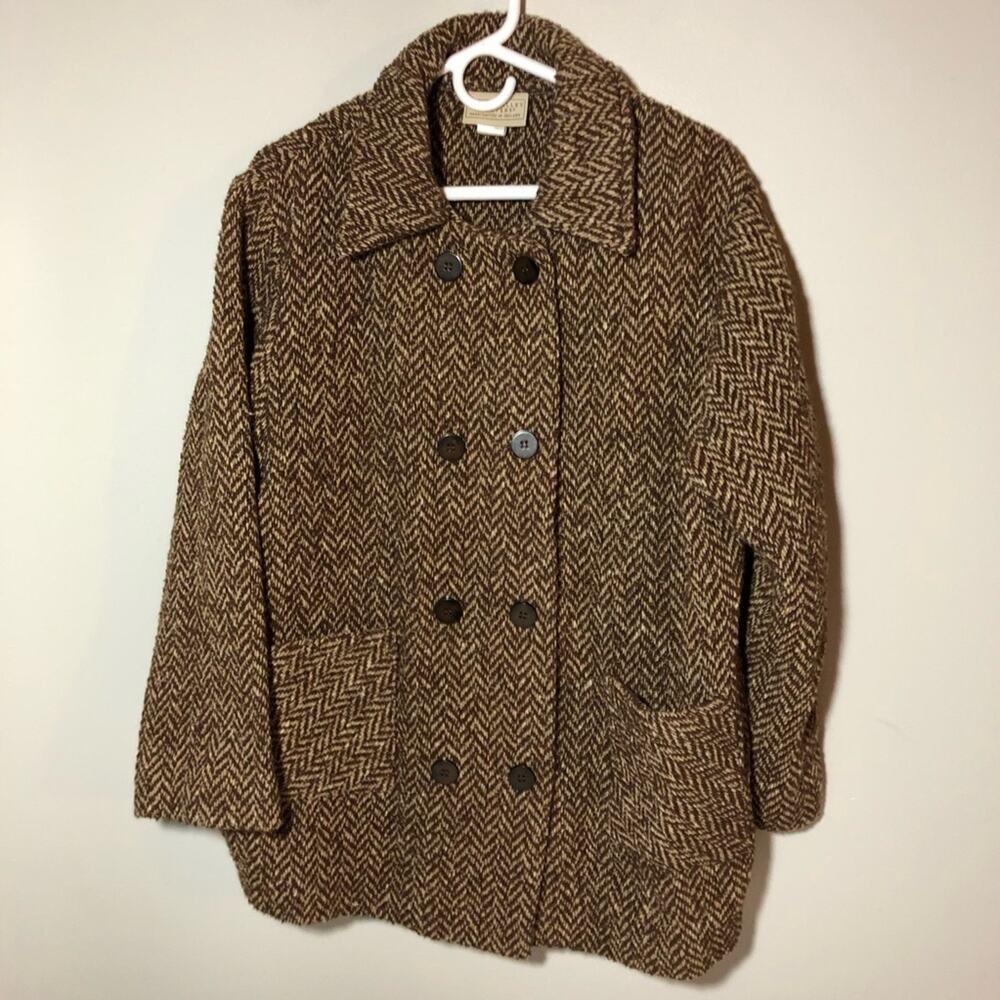 Boyne Valley Weavers wool blend brown tweed wool blend double breasted jacket 1X